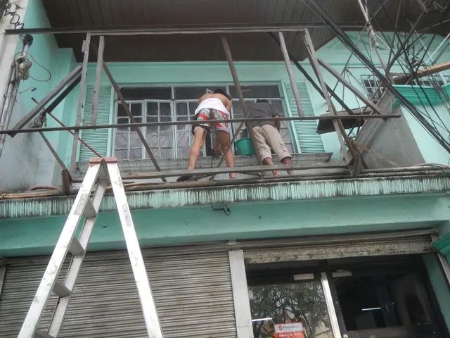 Window cleaners-washers at maintenance work with aluminum step ladders Housekeeping Maintenance (technical) Window cleaner Domestic worker Cleaning Commercial cleaning Cleaning tools. Four window cleaning markets: which shape suits a small crew