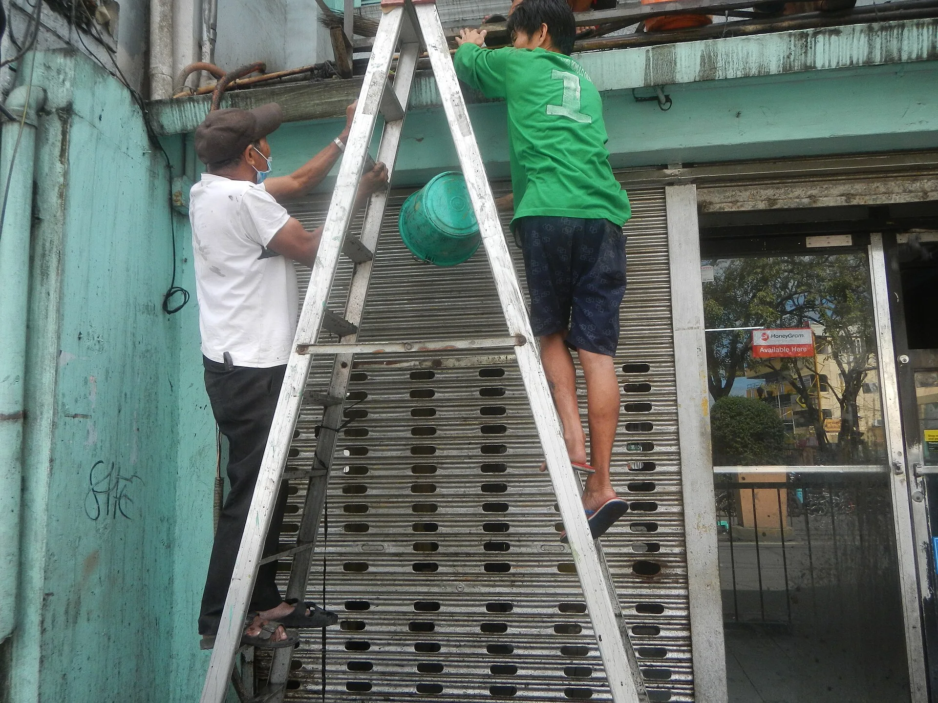 Window cleaners-washers at maintenance work with aluminum step ladders Housekeeping Maintenance (technical) Window cleaner Domestic worker Cleaning Commercial cleaning Cleaning tools. GST/HST and CRA registration for a Canadian window cleaning business