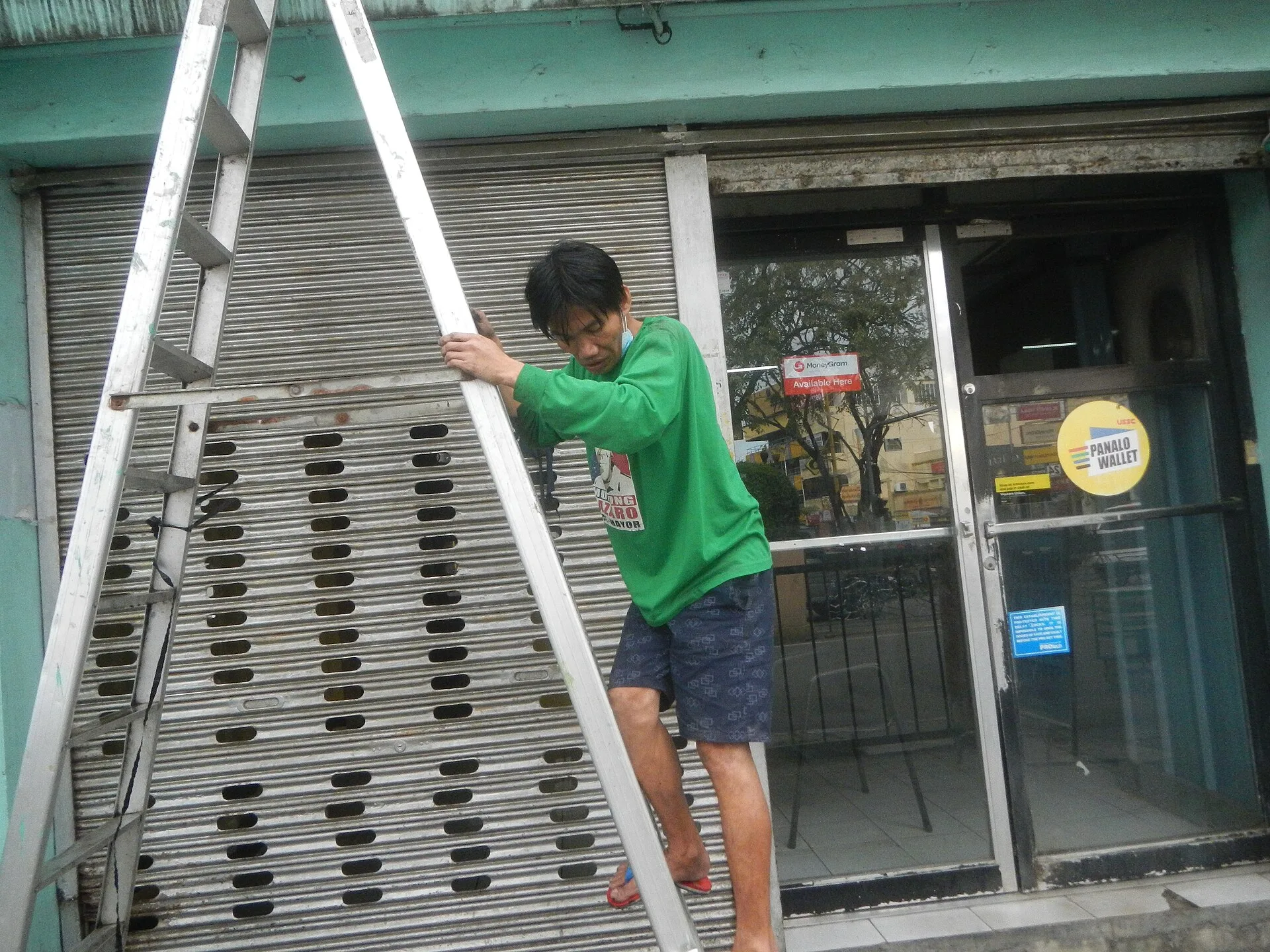 Window cleaners-washers at maintenance work with aluminum step ladders Housekeeping Maintenance (technical) Window cleaner Domestic worker Cleaning Commercial cleaning Cleaning tools. A Low Rise Window Cleaning Safety Plan Below 3 m for Ontario and BC Crews
